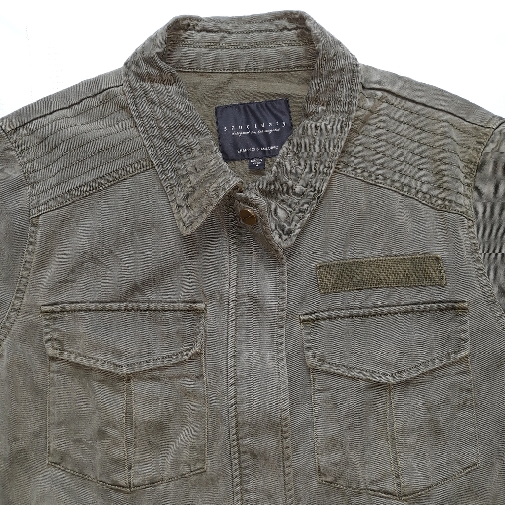 Sanctuary Distressed Green Utility Jacket - Picture 2 of 16